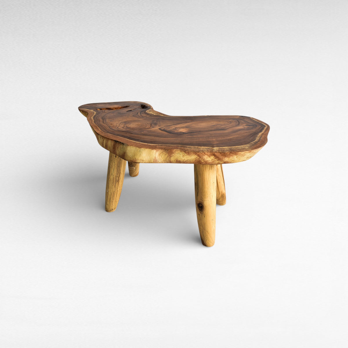 SUAR WOOD COFFEE TABLE W/ GLASS
