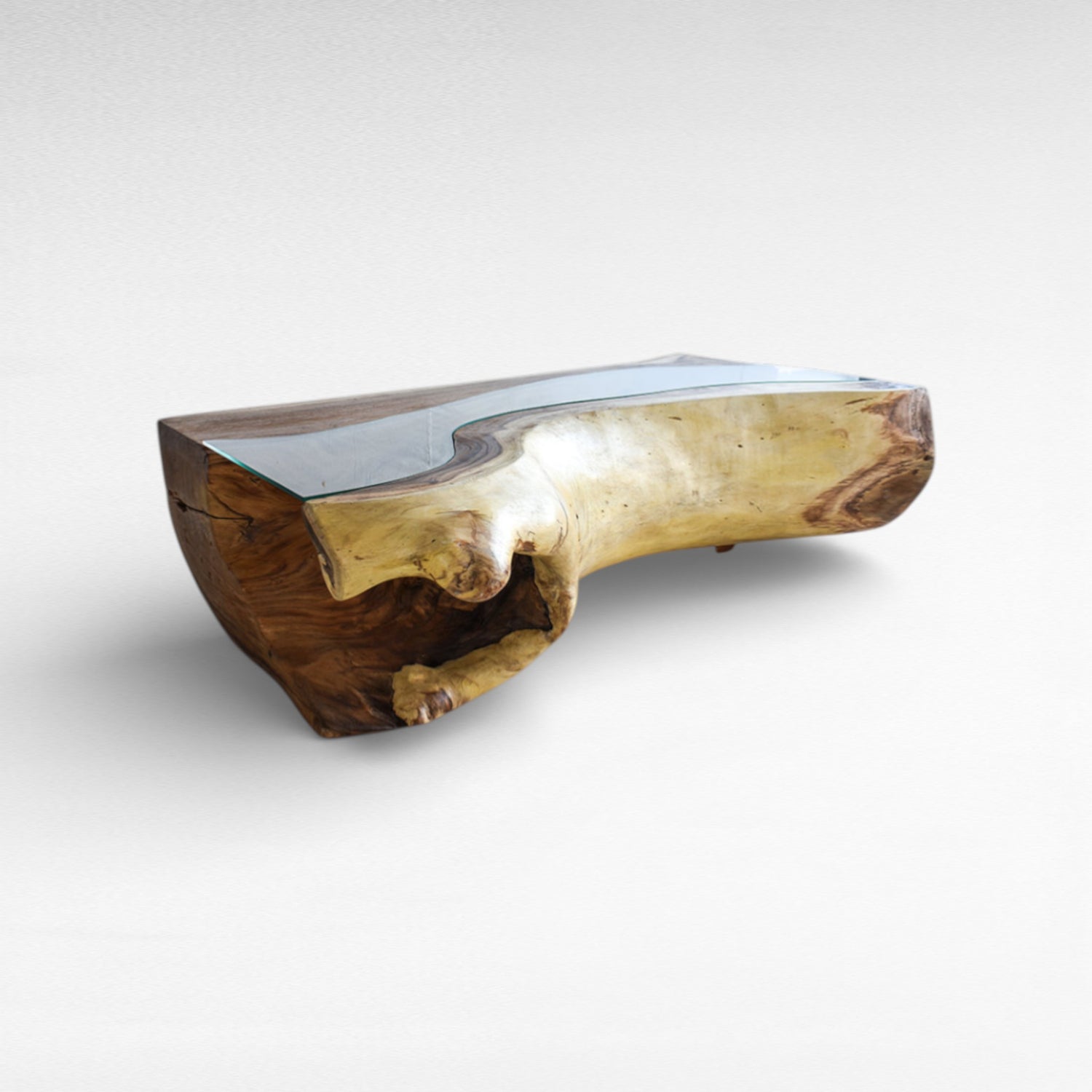 COFFEE TABLE SUAR WOOD WITH GLASS W180 |D70 |H45 cm