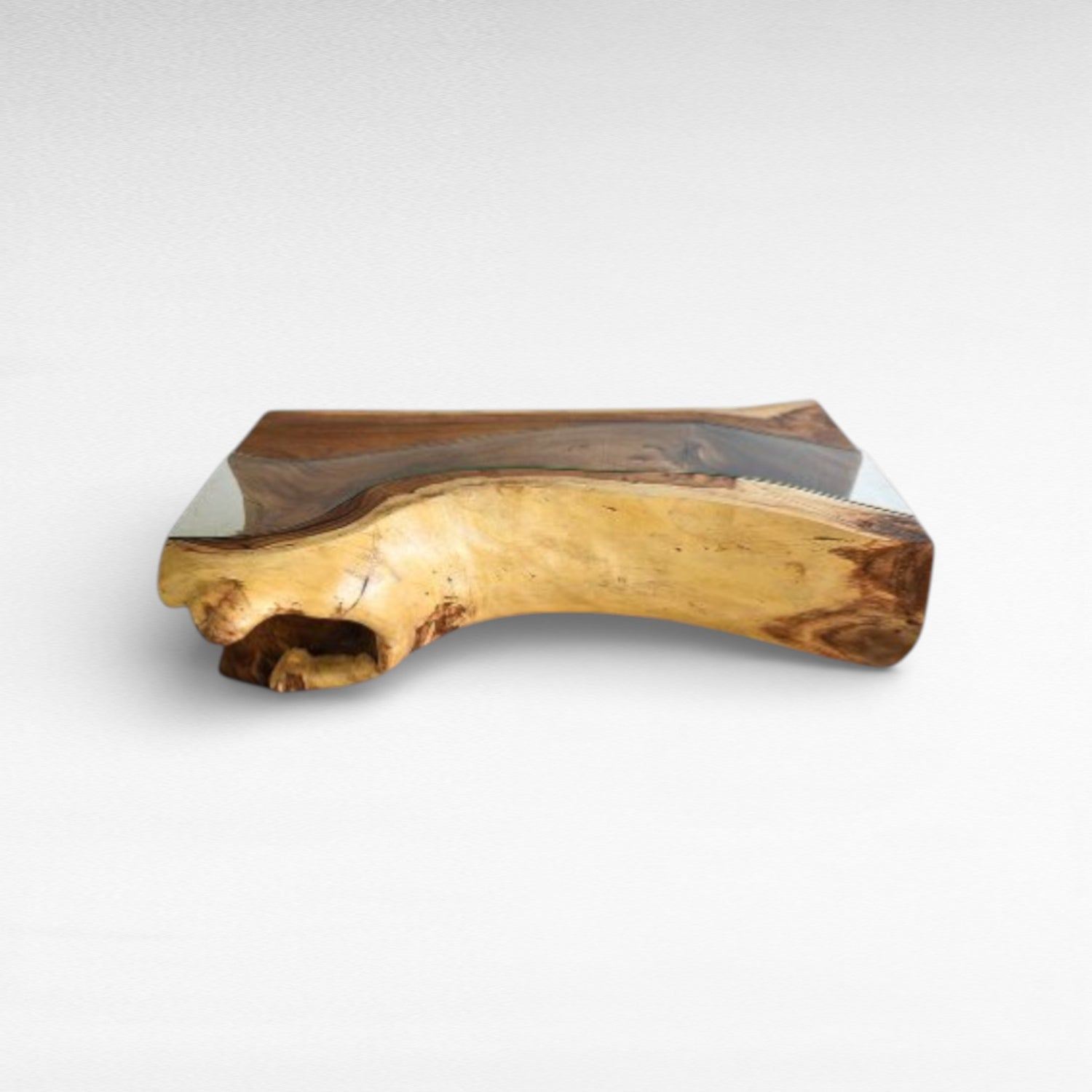 COFFEE TABLE SUAR WOOD WITH GLASS W180 |D70 |H45 cm