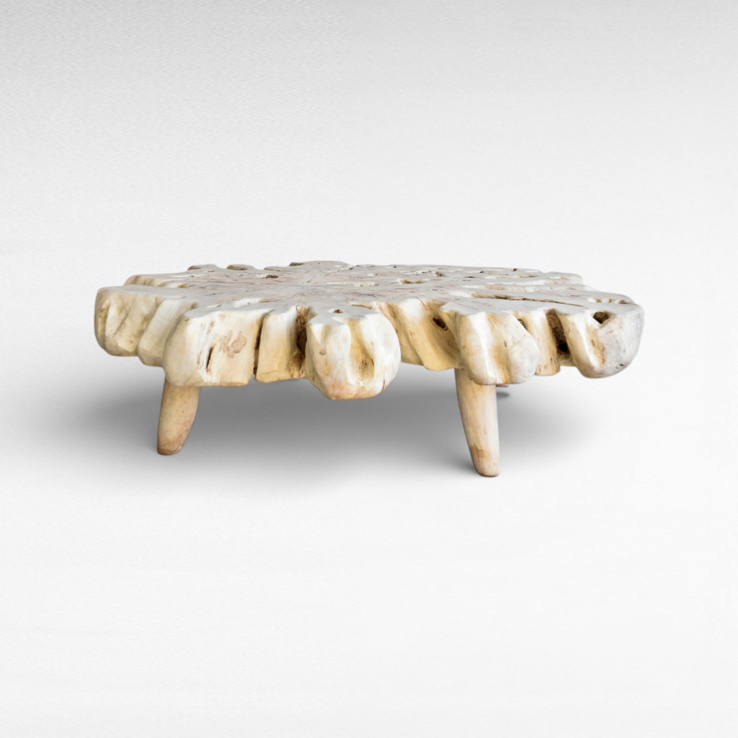BLEACHED COFFEE TABLE LONGANA WOOD 170x150x50cm