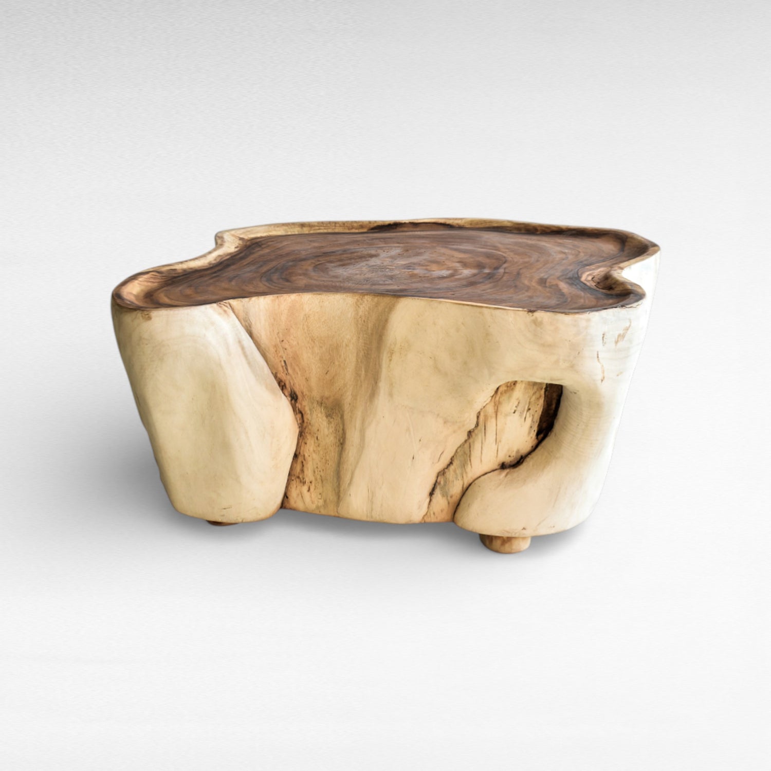 BLEACH & NATURAL SUAR WOOD COFFEE TABLE W105 |D90 |H45 cm