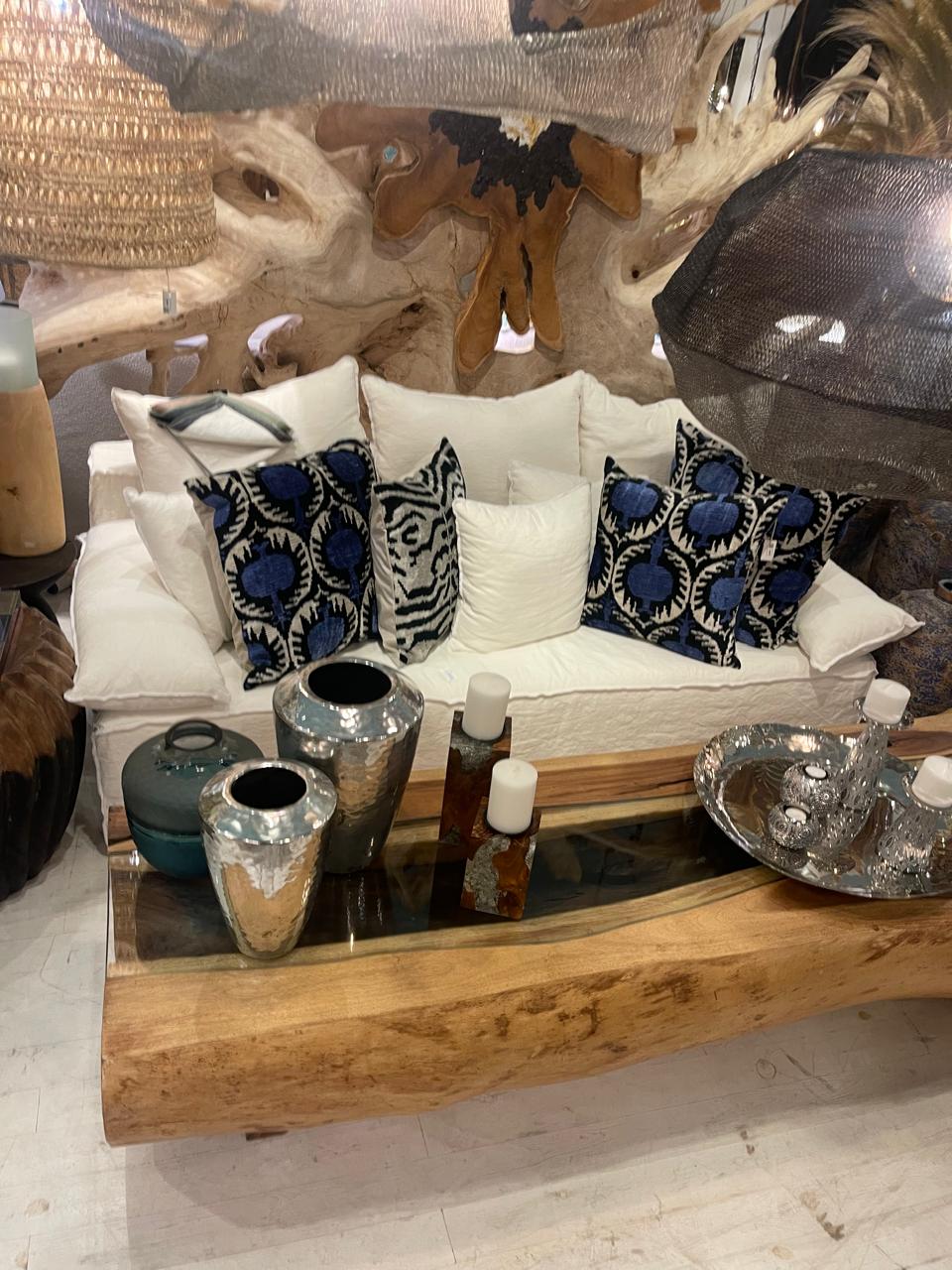 COFFEE TABLE SUAR WOOD WITH GLASS NATURAL W200 |D60 |H50 CM