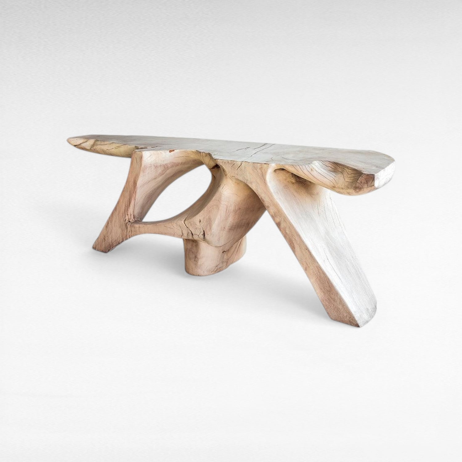 BLEACH MAHOGANY WOOD CONSOLE TABLE - Chora Mykonos