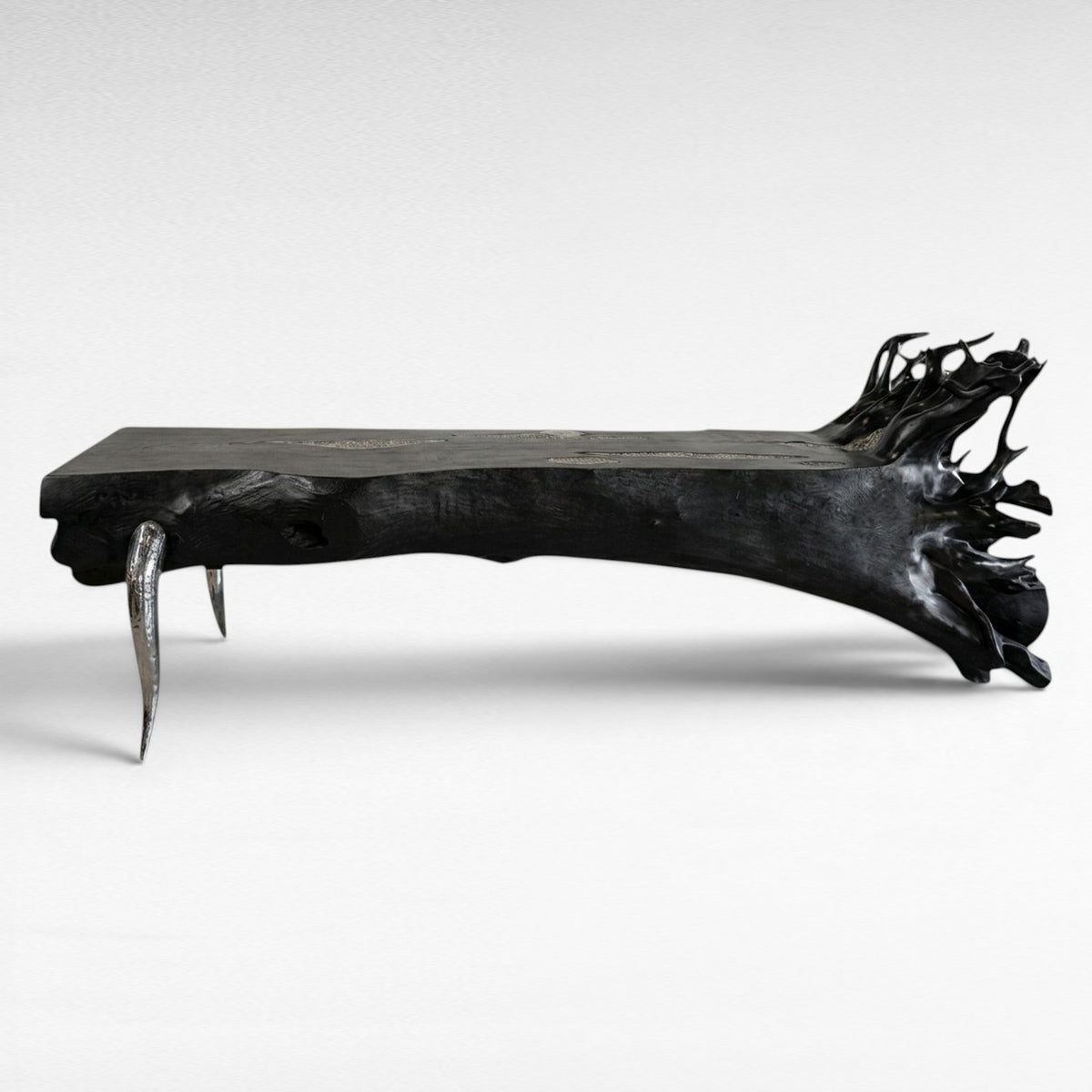 SUAR WOOD BAR & STAINLESS STEEL CHARRED BLACK W420 |D100 |H160 CM