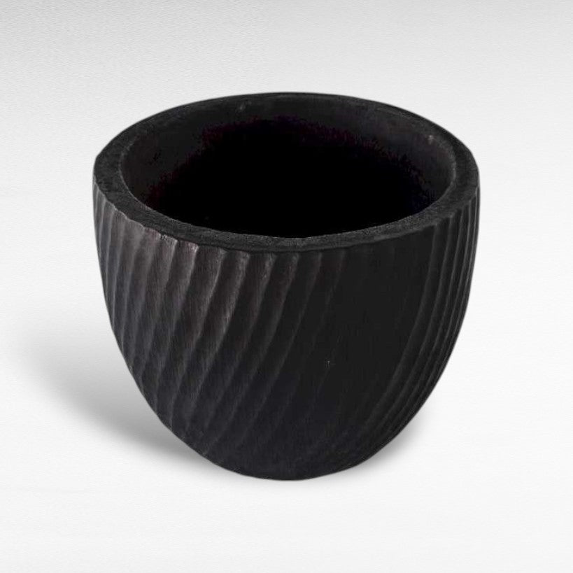 PALM WOOD BLACK PLANTER W65 |D65 |H55cm