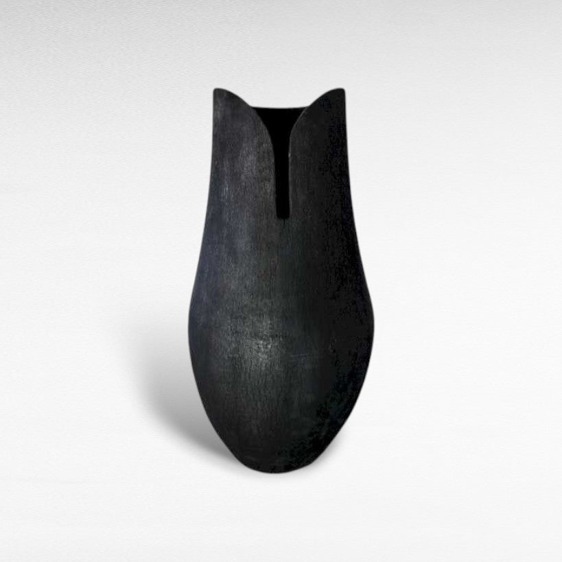 PALM WOOD BLACK PLANTER W40 |D40 |H95 CM
