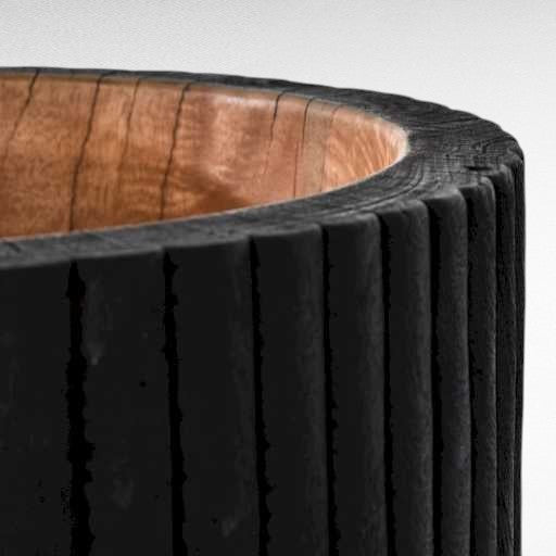 PALM WOOD BLACK & NATURAL PLANTER W65 |D65 |H55 CM