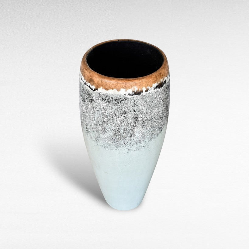 WOODEN PLANTER WITH GREY TONES