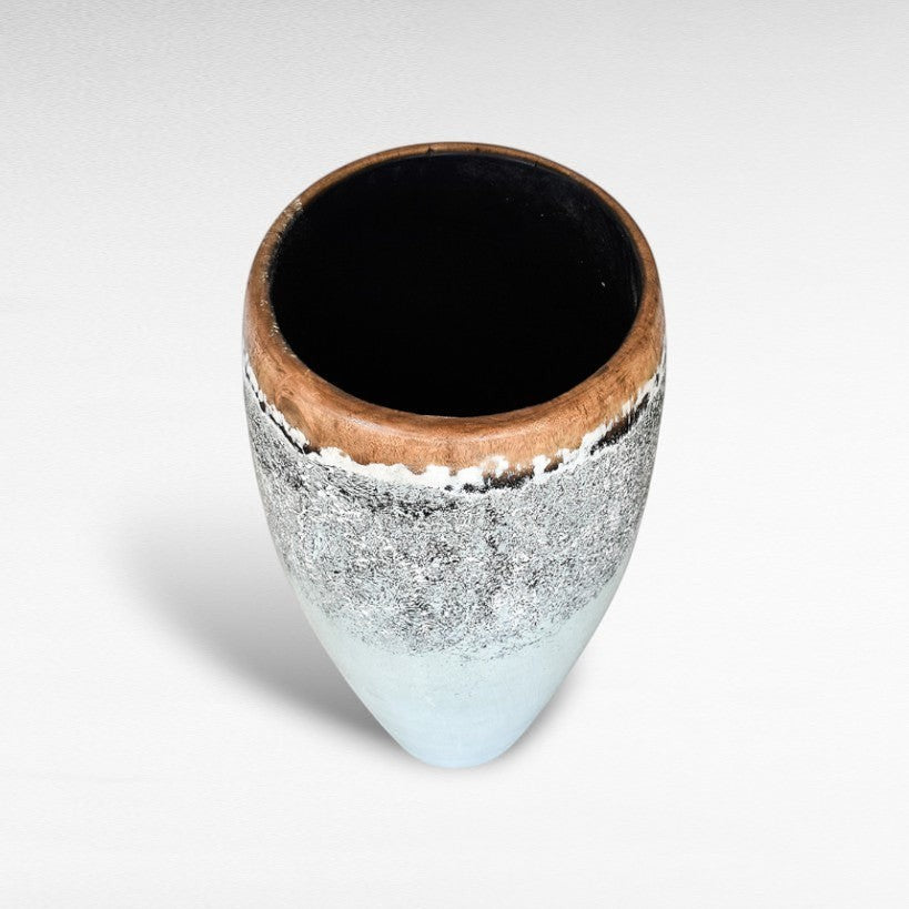 WOODEN PLANTER WITH GREY TONES