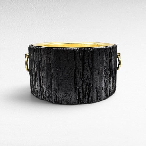 ROUND ICE BUCKET BLACK WITH SHINNY GOLD FINISHINGW53 |D46 |H24 CM