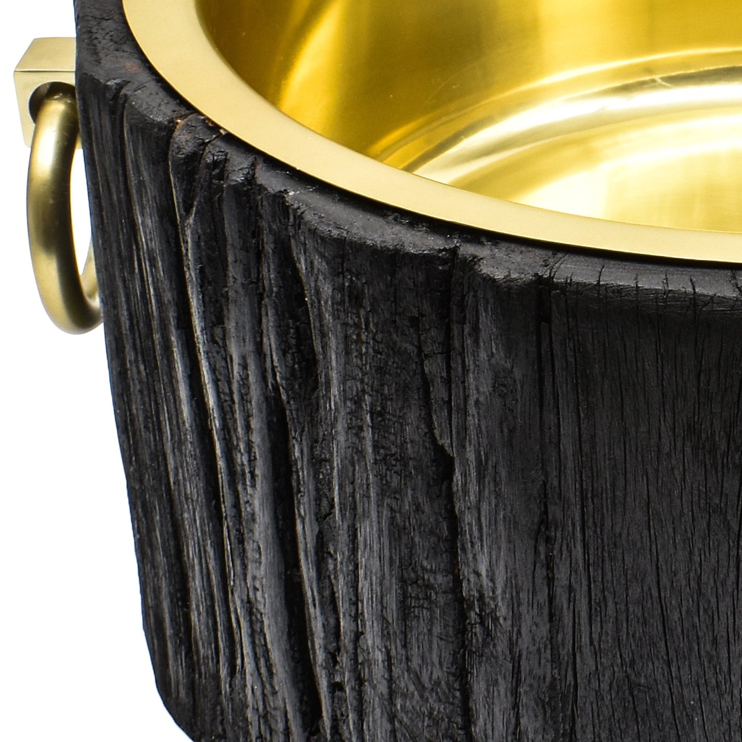 ROUND ICE BUCKET BLACK WITH SHINNY GOLD FINISHINGW53 |D46 |H24 CM