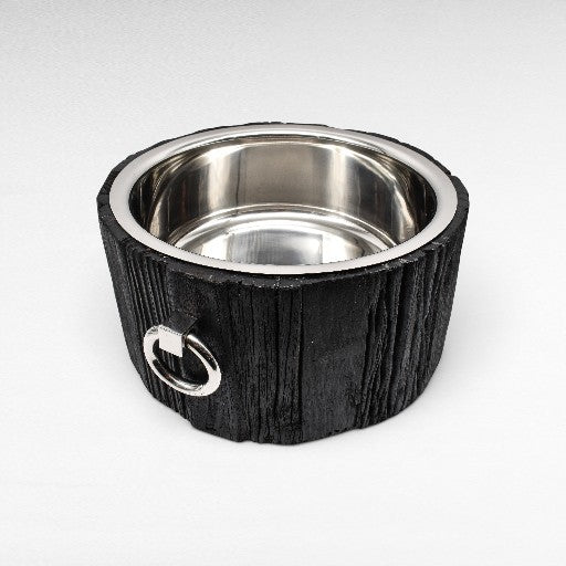 ROUND ICE BUCKET BLACK WITH SILVER NICKEL FINISHING W53 |D46 |H24 CM