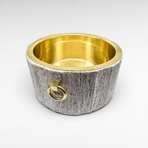 ROUND ICE BUCKET WHITE WITH SHINNY GOLD FINISHING W45 |D39 |H19 CM