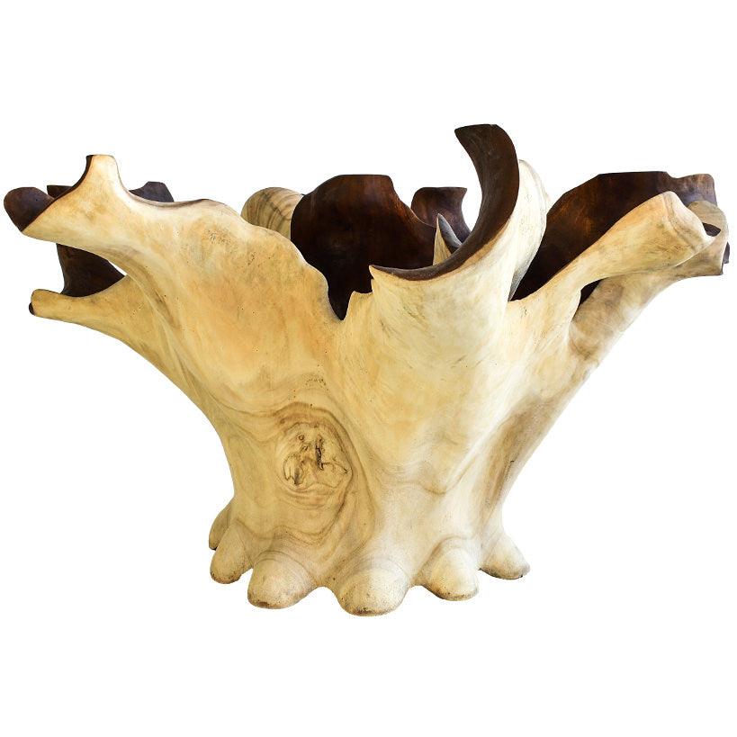 DINING TABLE SUAR WOOD WITH ROUND GLASS 165x150x90cm - Chora Mykonos