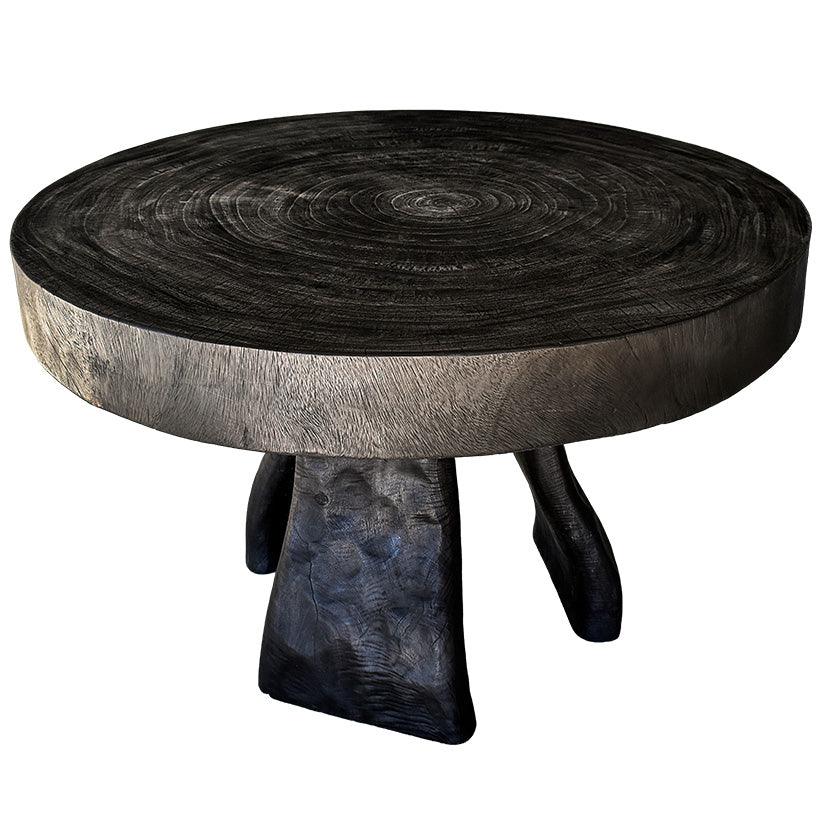 BURNED DINING TABLE WITH CARVING DETAILS - Chora Mykonos