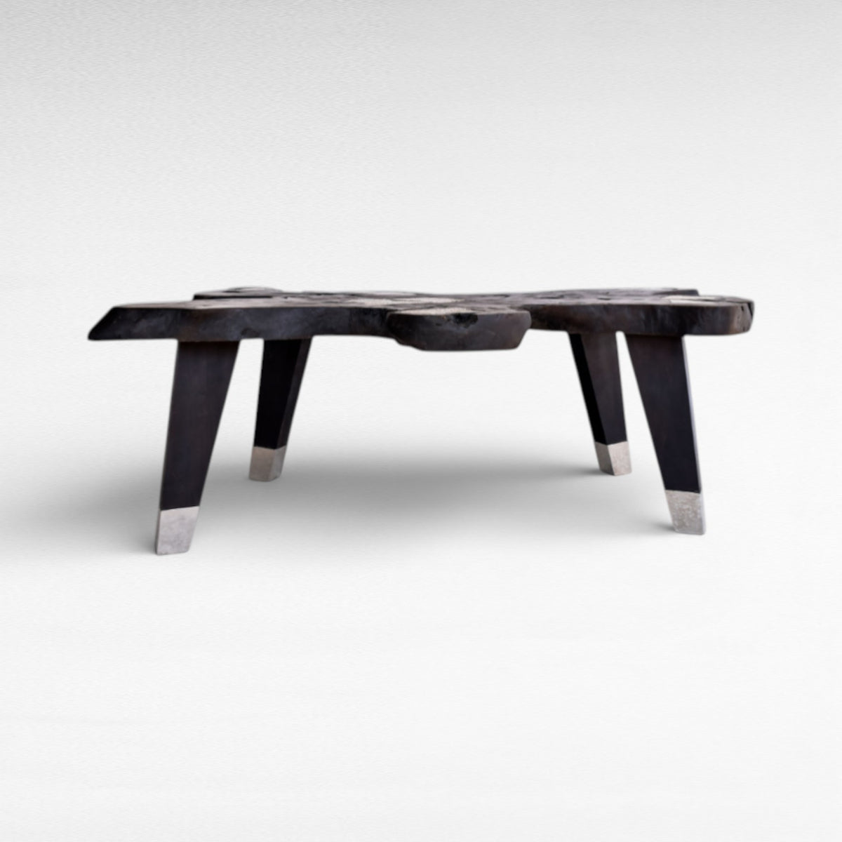 DINING TABLE SUAR WOOD WITH STAINLESS STEEL BLACK & SILVER L220 | W150 | H80 cm
