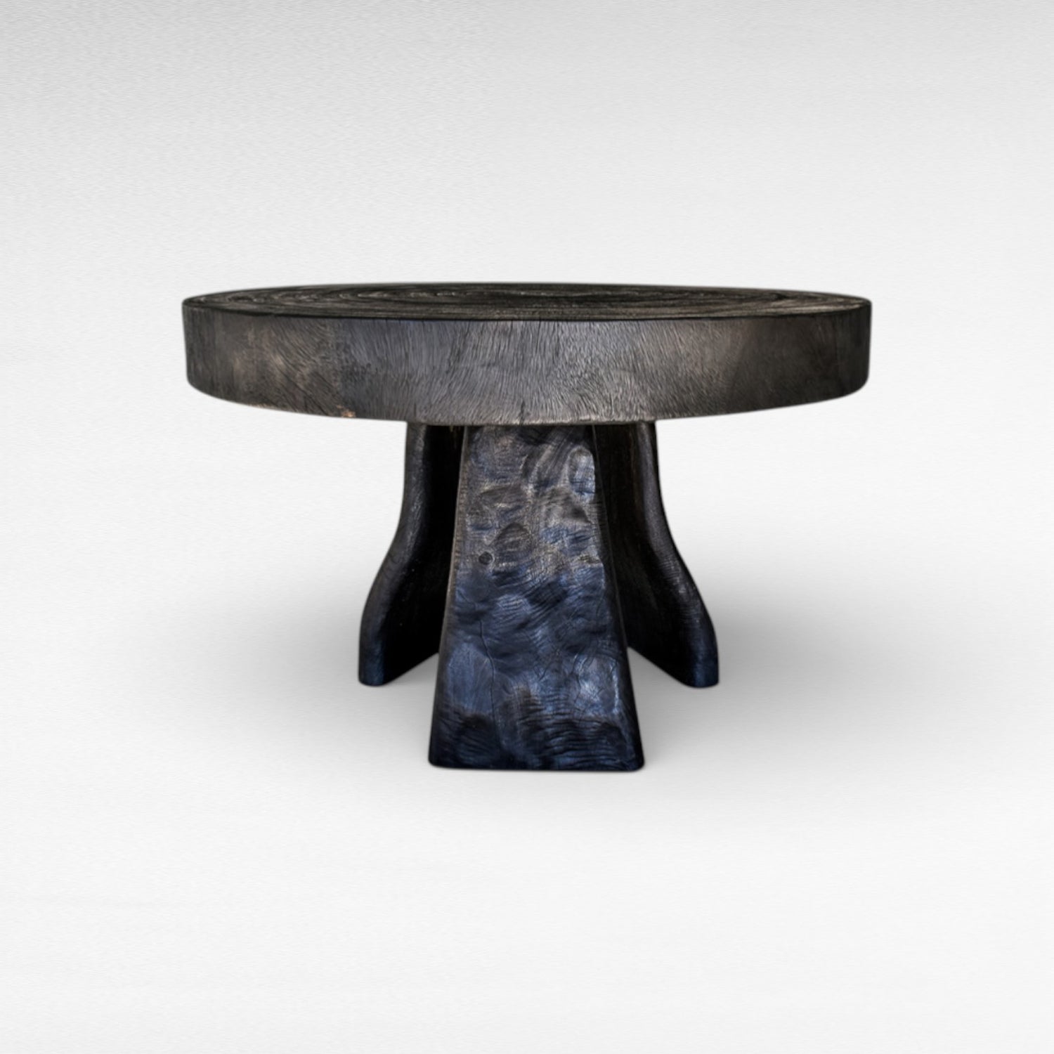 DINING TABLE WITH CARVING DETAILS NATURAL Φ130 |H80 cm