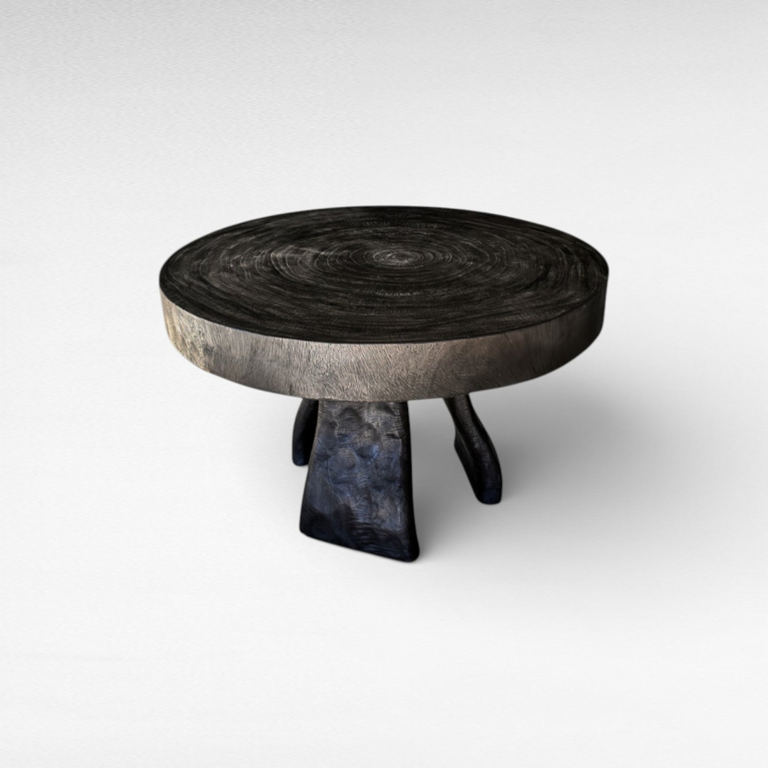 DINING TABLE WITH CARVING DETAILS NATURAL Φ130 |H80 cm
