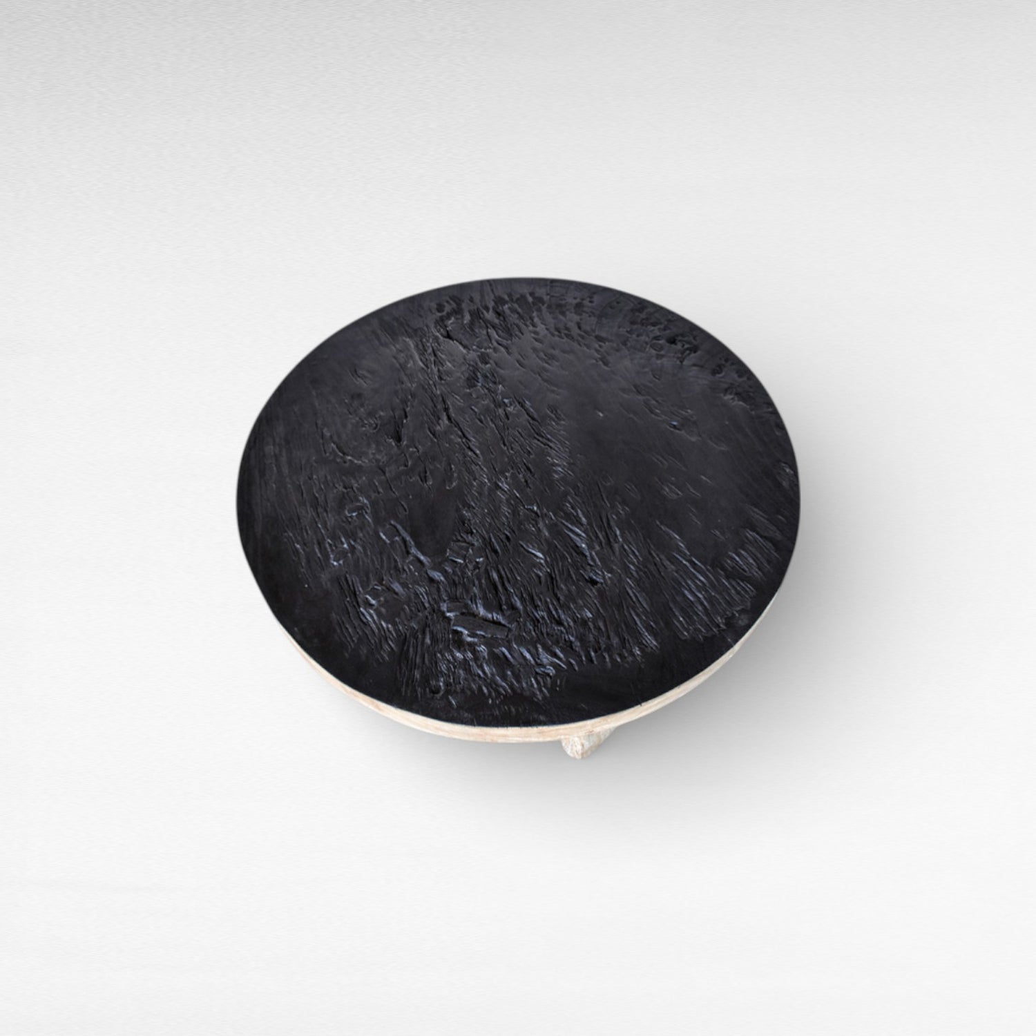 DINING TABLE BURNED SUAR WOOD AND BLEACHED Φ120 |H80 cm