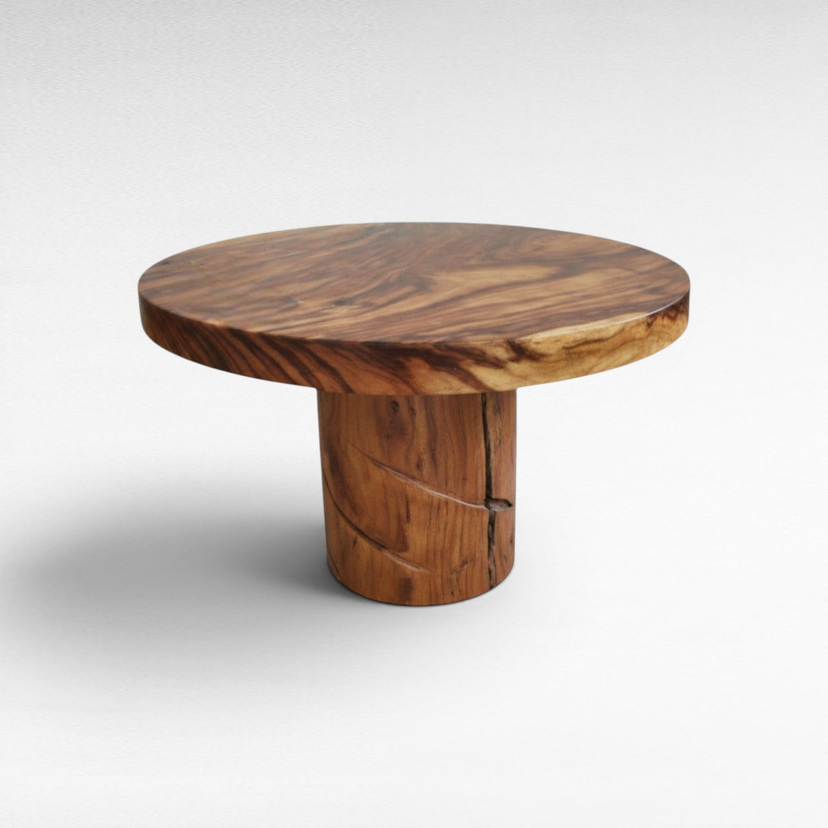 TEAK WOOD DINING TABLE WITH HANDCARVED LEG Φ120 |H80 cm