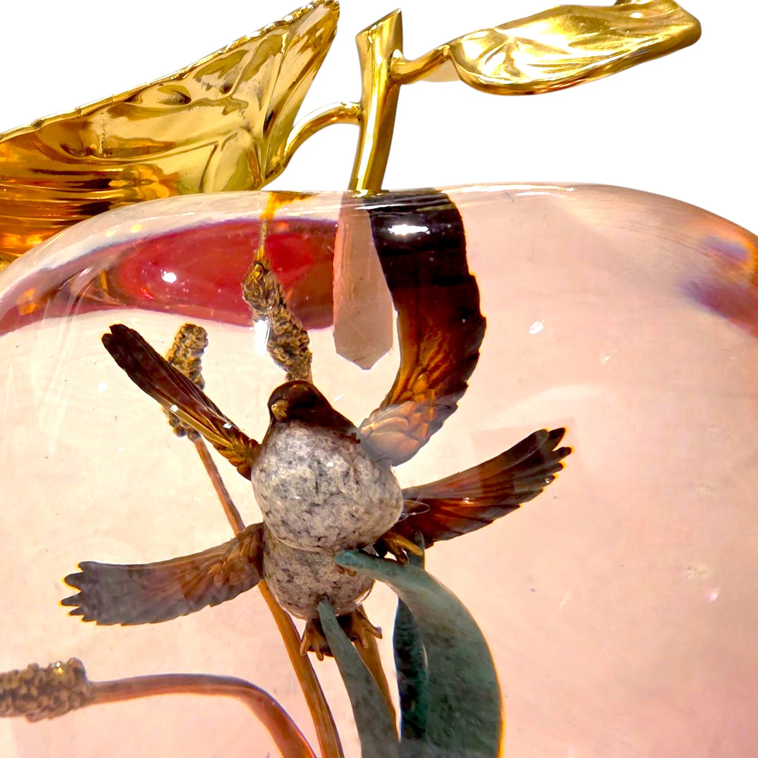 DECORATIVE TRANSPARENT APPLE WITH GOLD DETAILS