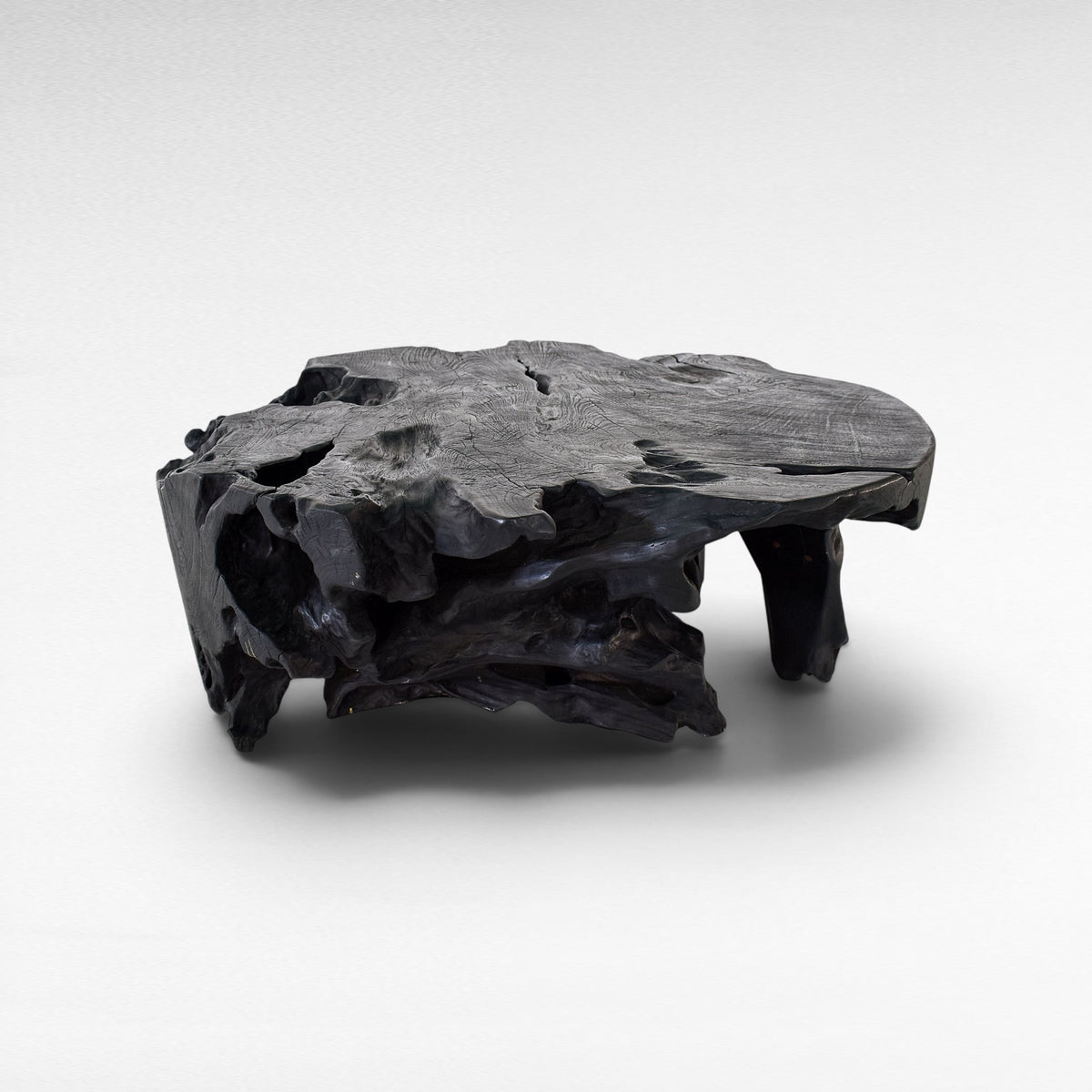 COFFEE TABLE LYCHEE WOOD & BURNT BLACK W100 |D100 |H40 CM