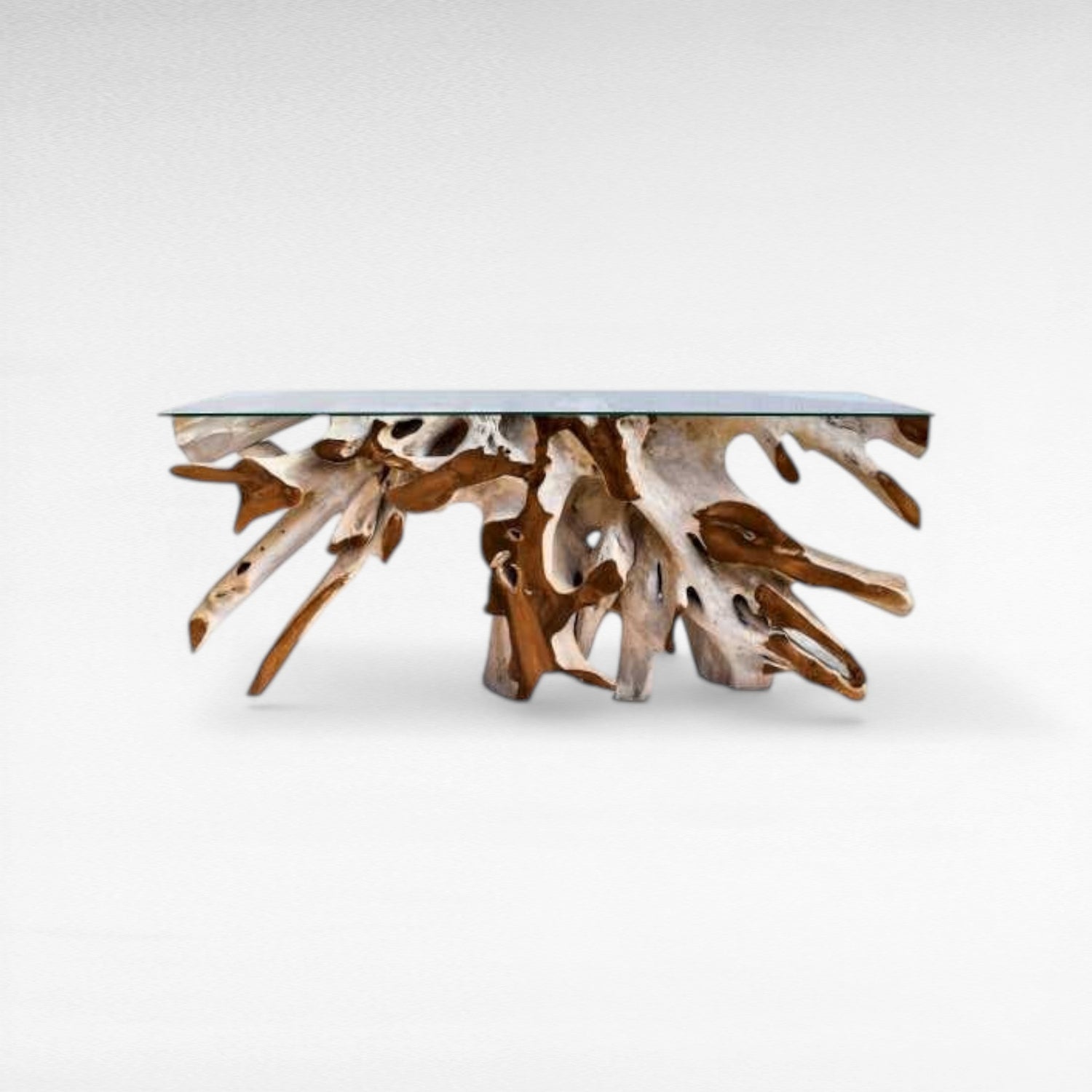 TEAK WOOD & GLASS NATURAL W195 |D50 |H75 CM