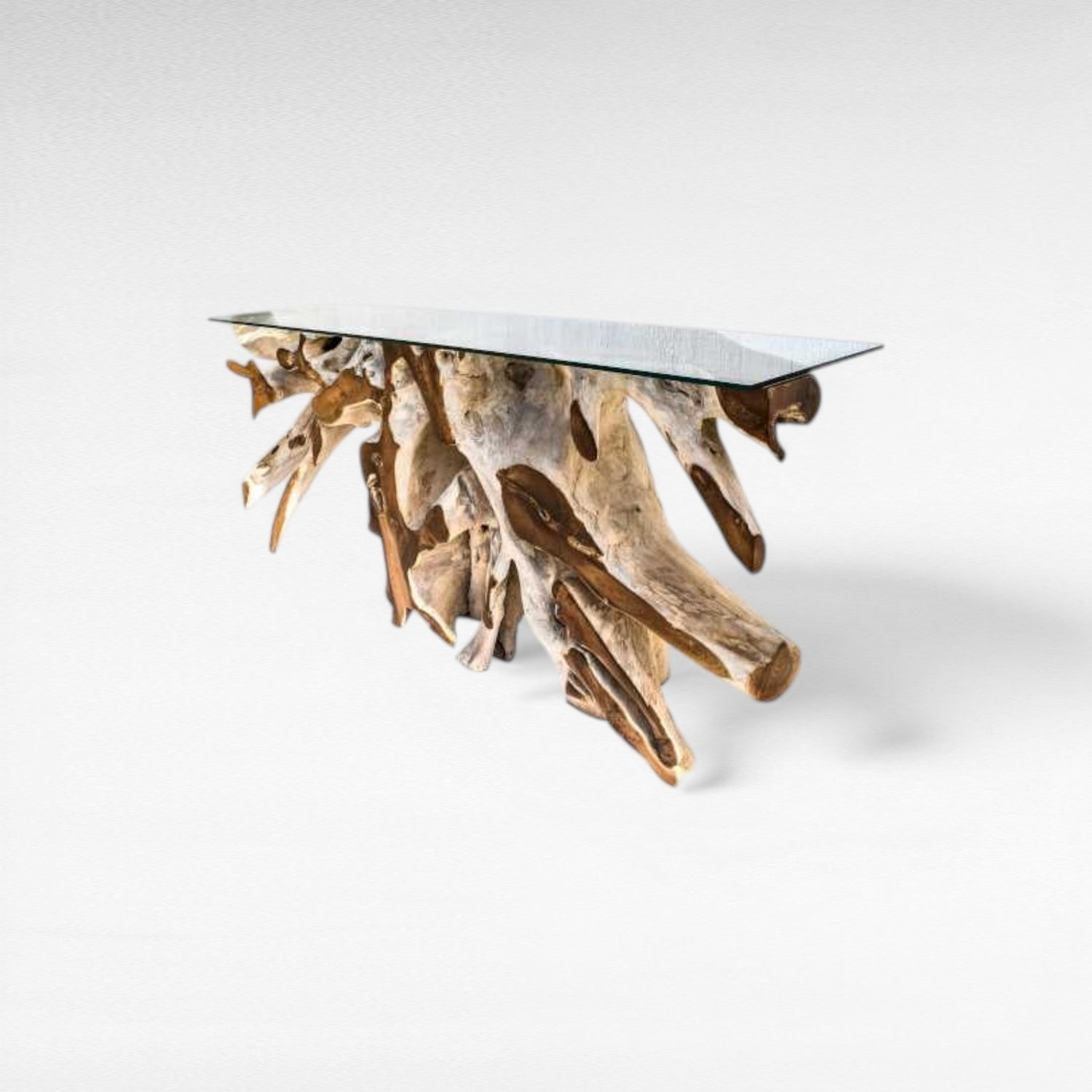 TEAK WOOD & GLASS NATURAL W195 |D50 |H75 CM