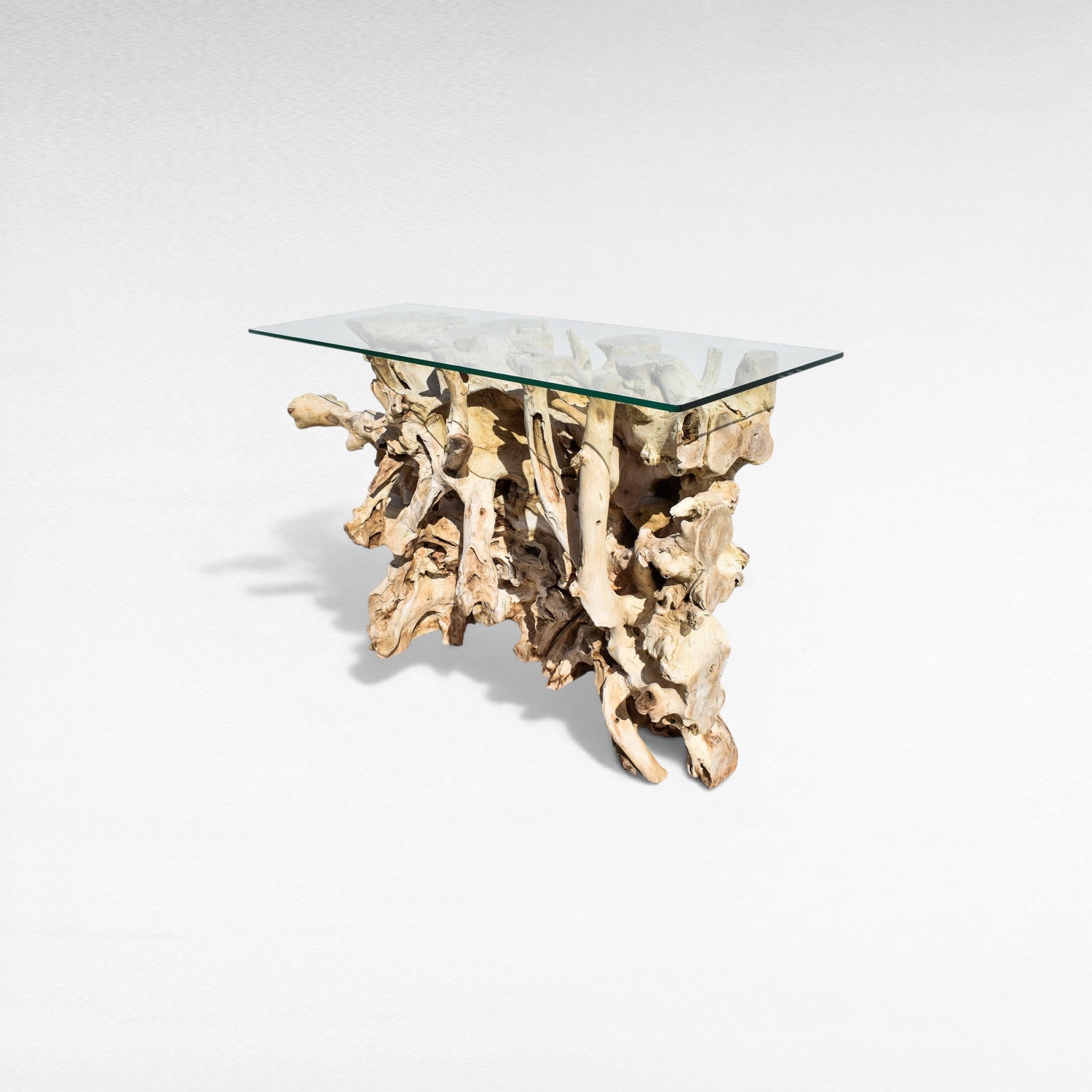 TEAK WOOD & GLASS NATURAL W120 |D45 |H80 CM