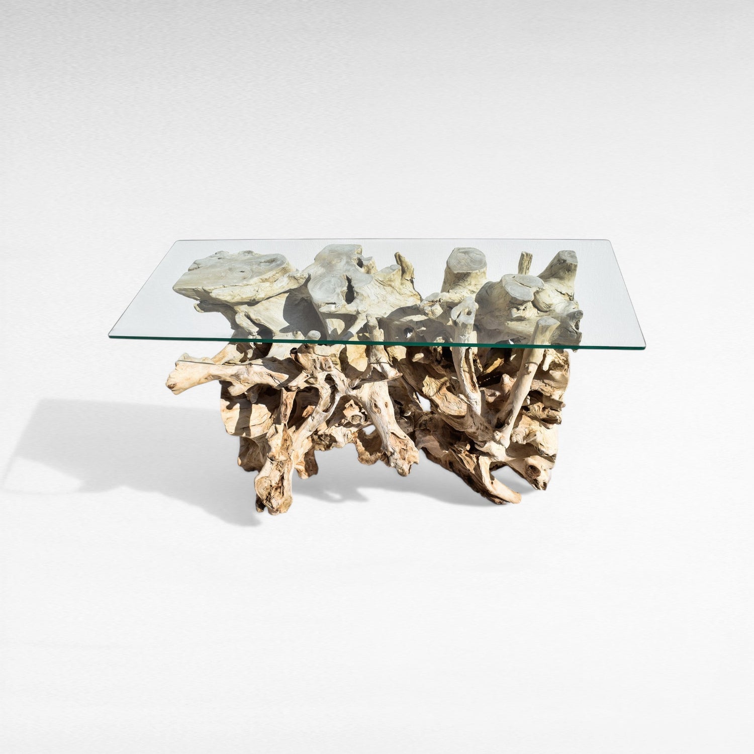 TEAK WOOD & GLASS NATURAL W120 |D45 |H80 CM