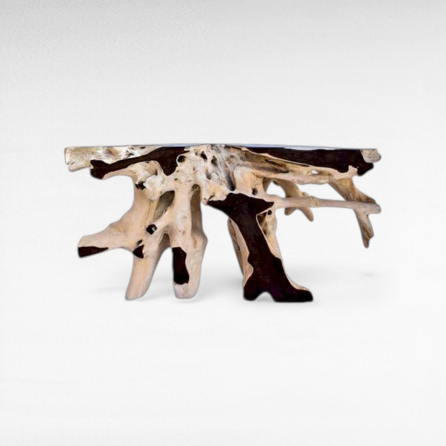 TEAK WOOD & GLASS NATURAL & BLEACHED W150 |D45 |H80 CM