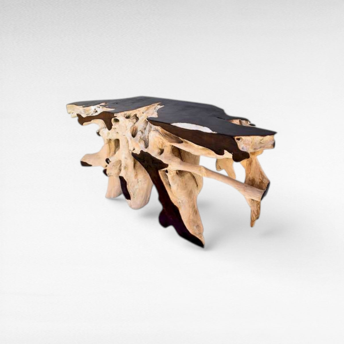TEAK WOOD & GLASS NATURAL & BLEACHED W150 |D45 |H80 CM