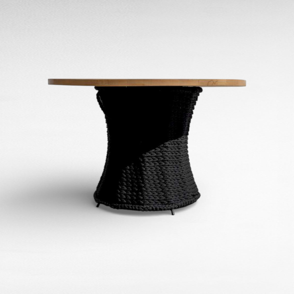 DINING TABLE ROPE & WOOD BLACK & NATURAL Φ120 |H80 cm