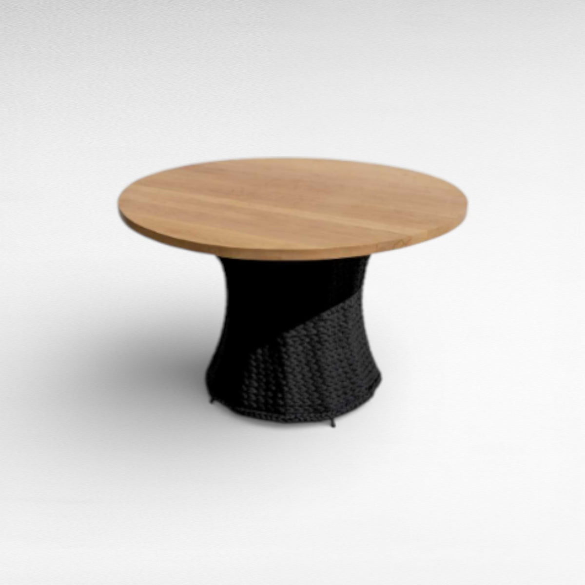 DINING TABLE ROPE & WOOD BLACK & NATURAL Φ120 |H80 cm