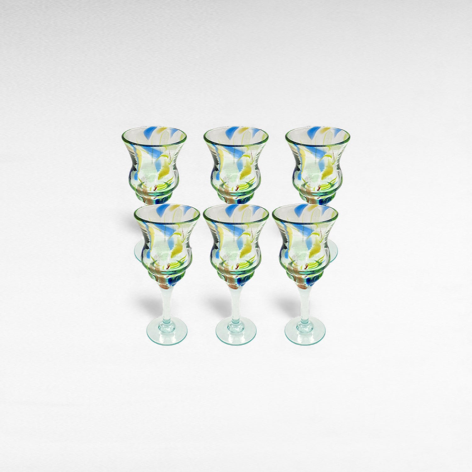 SET OF 6 GLASSES BLOWN GLASS MULTICOLOR 8x8x20cm
