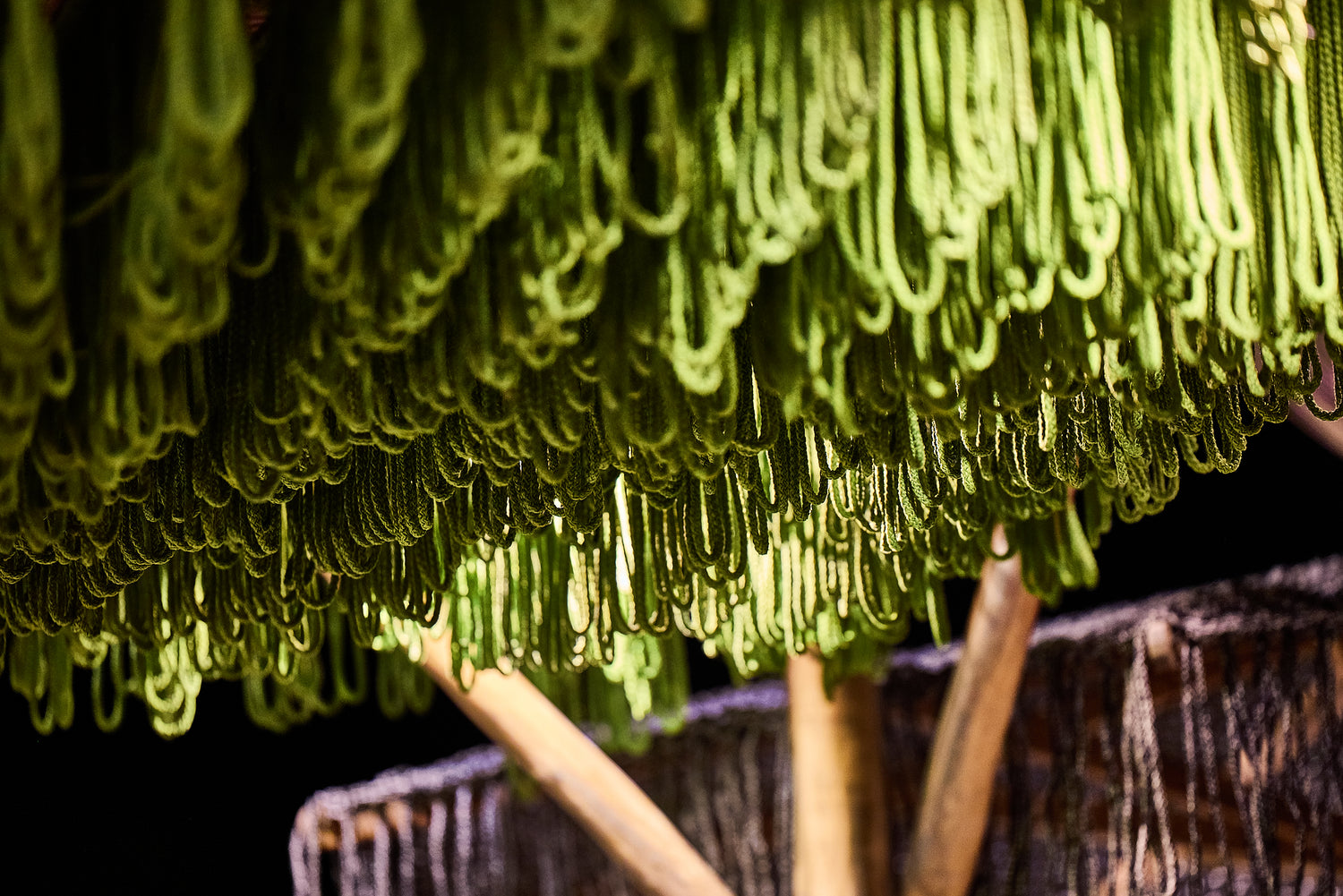 SUNSHADE ROPE NATURAL WITH GREEN LOOPS