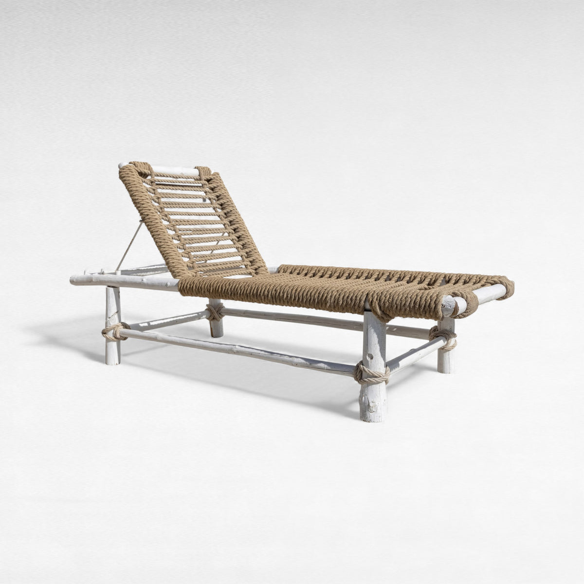 COTTON ROPE & WOOD NATURAL & WHITE DAYBED L210 |W85 |H55 cm