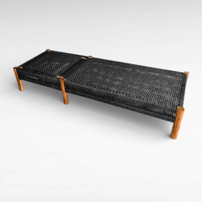 TEAK WOOD AND SYNTHETIC RATTAN BLACK COLOR