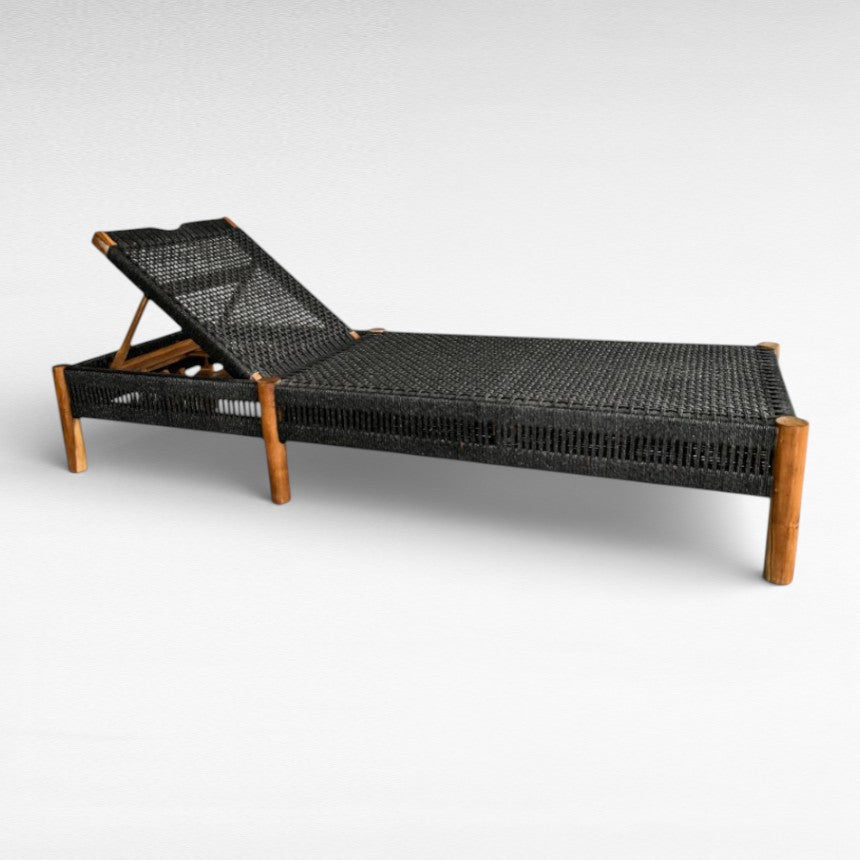 TEAK WOOD AND SYNTHETIC RATTAN BLACK COLOR
