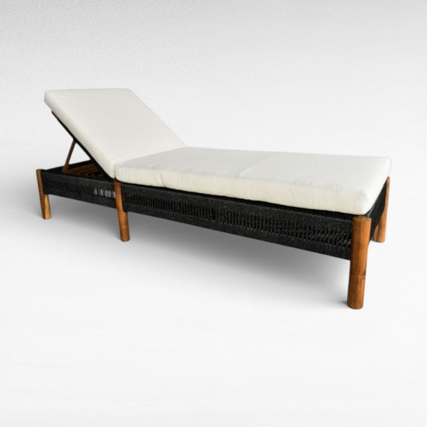 TEAK WOOD AND SYNTHETIC RATTAN BLACK COLOR