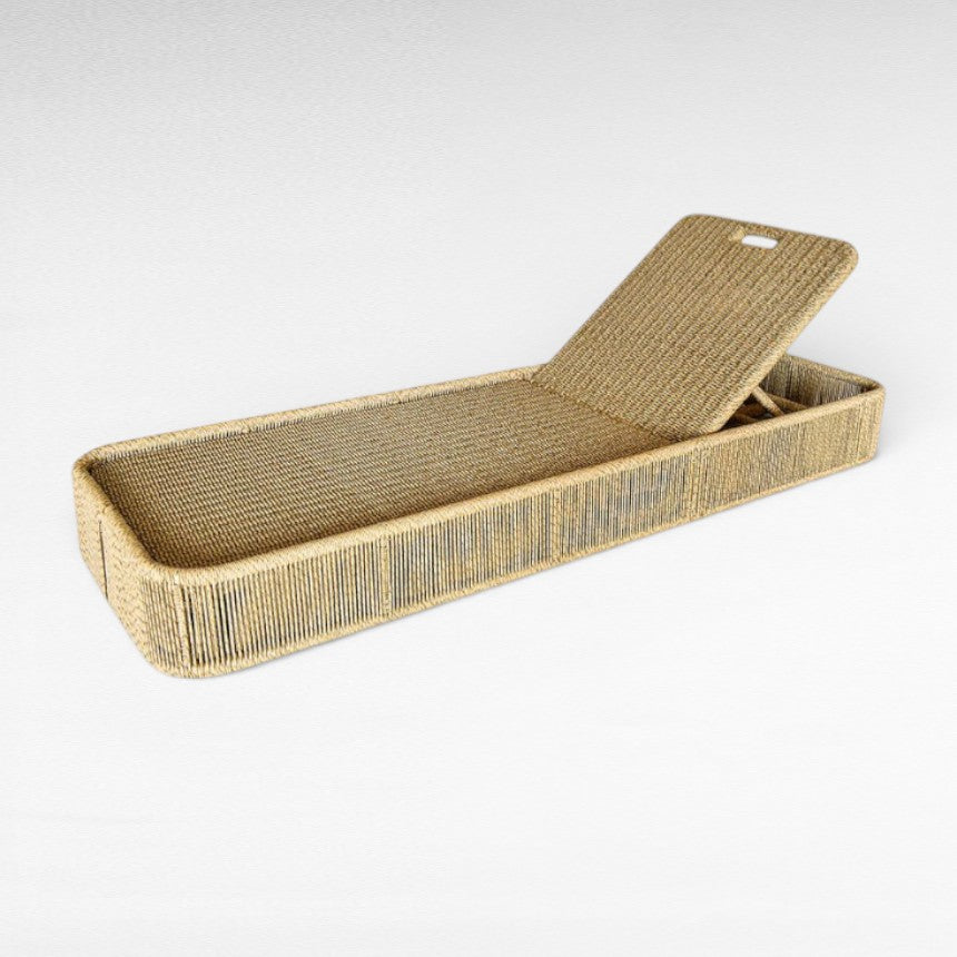 SYNTHETIC RAFFIA AND IRON FRAME DAYBED L200 |W70 |H20 cm