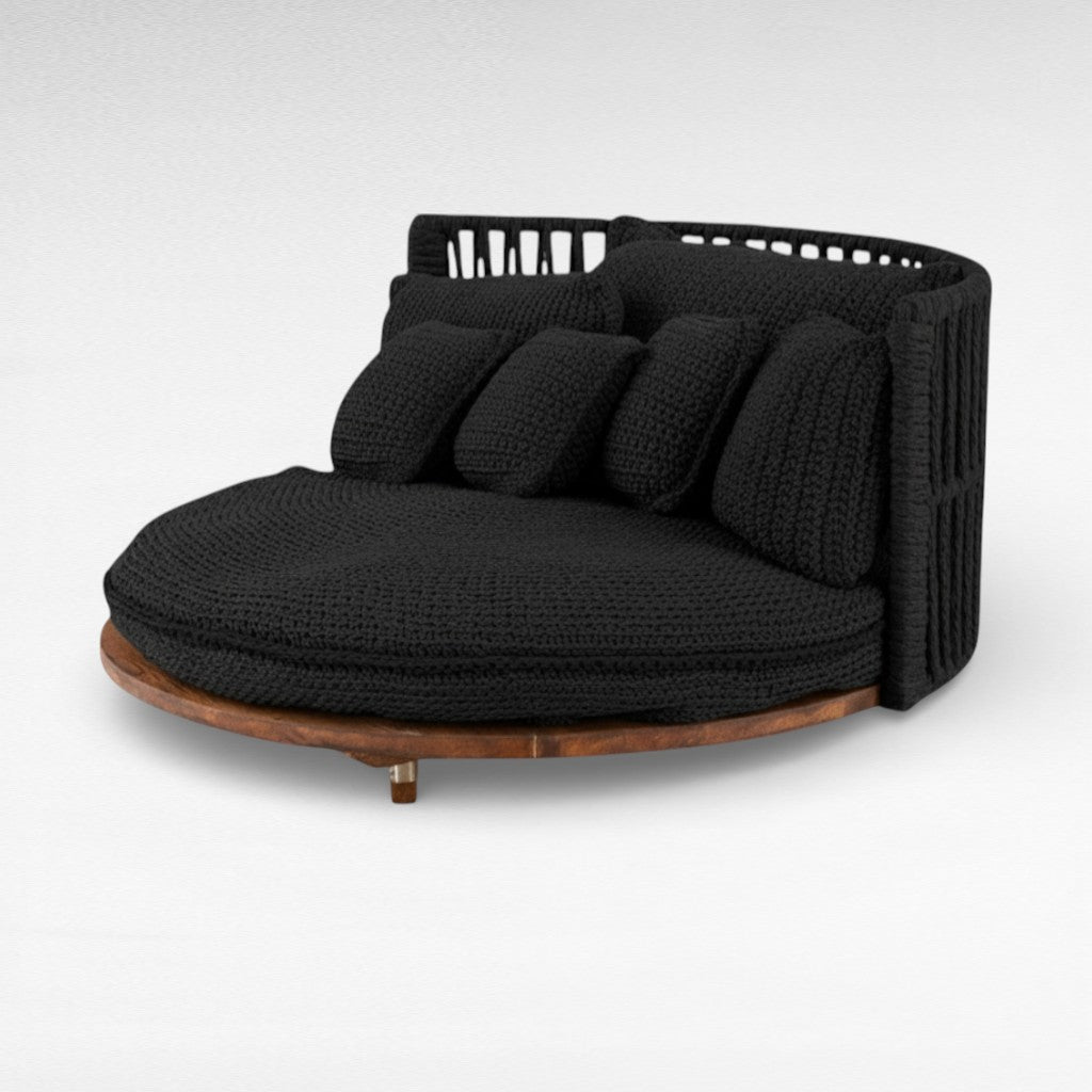 COTTON ROPE & IRON FRAME BLACK COLOR ROUND DAYBED Φ165 |Η90 cm