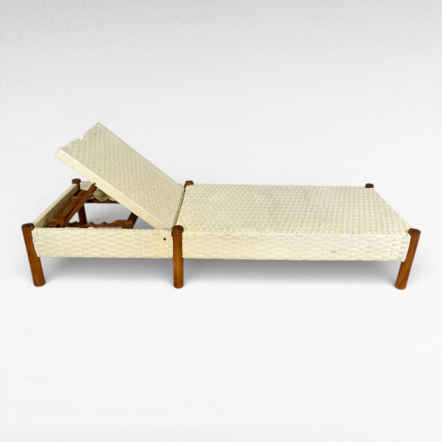 WICKER AND TEAK WOOD FRAME DAYBED L200 |W70 |H45 cm