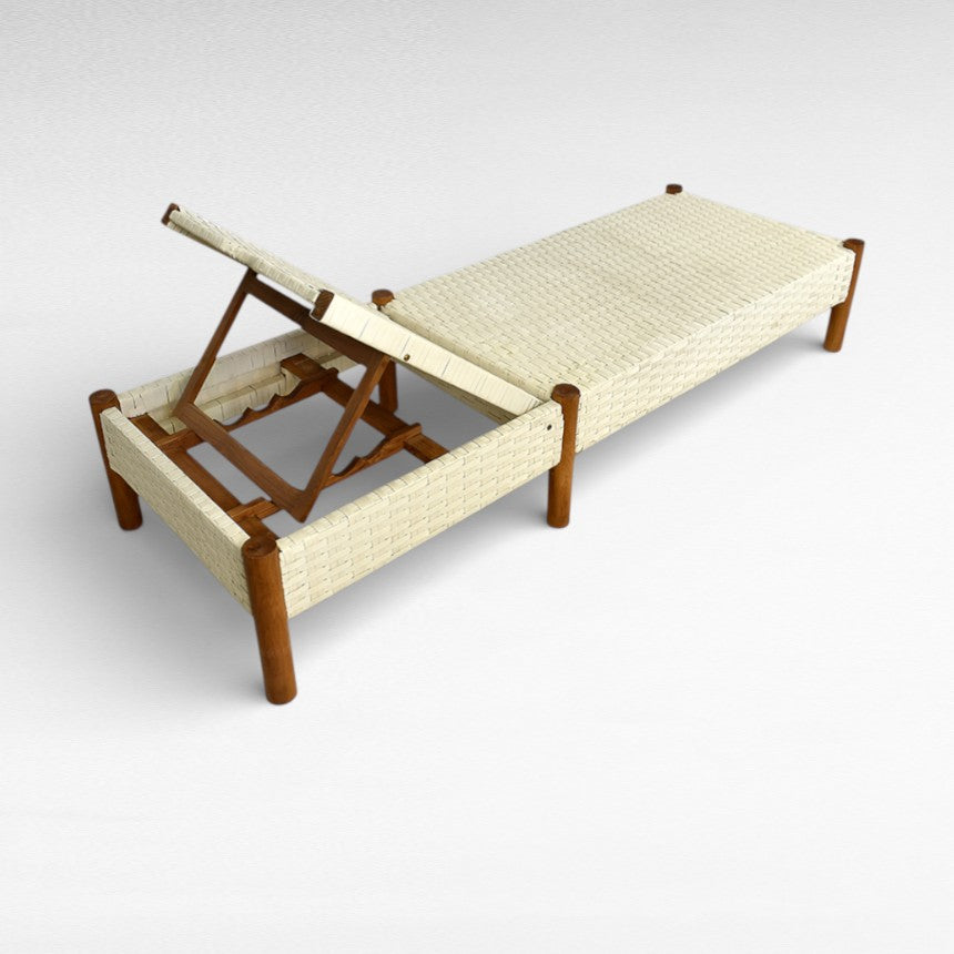 WICKER AND TEAK WOOD FRAME DAYBED L200 |W70 |H45 cm