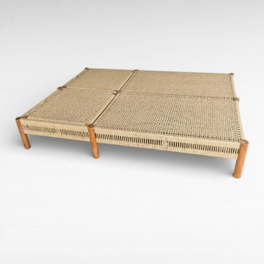 TEAK WOOD AND SYNTHETIC RATTAN DOUBLE SIZE L200 |W140 |H35 cm