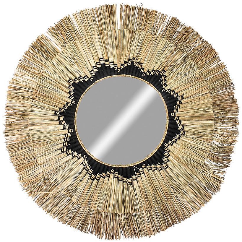 MIRROR MACRAME BLACK CIRCLE 124x124 - Chora Mykonos