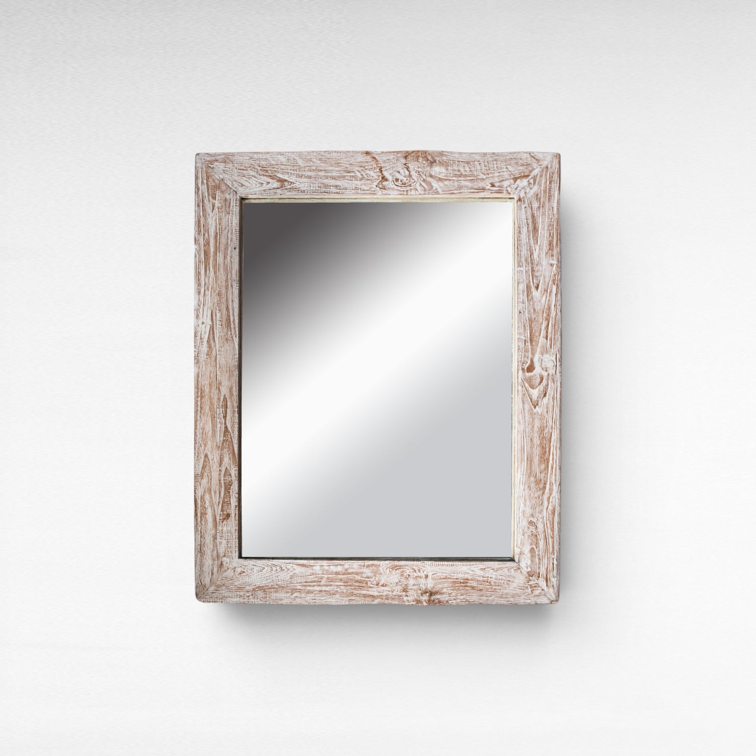 TEAK WOOD WHITEWASHED MIRROR W80 |H100 cm