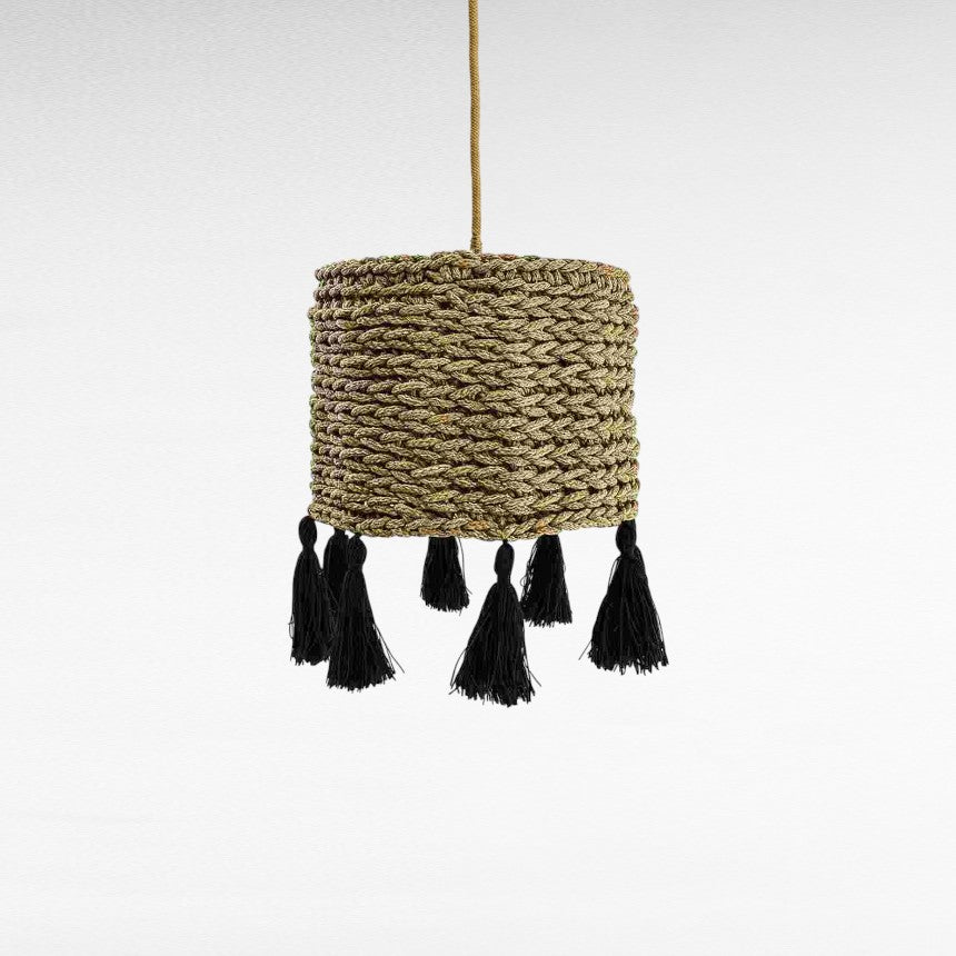 ROPE HANDWOVEN CYLINDER SHAPE WITH TASSELS Φ35 |H47 cm