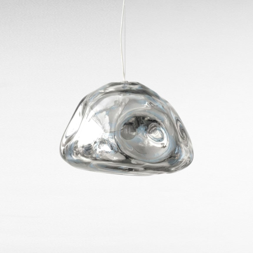 GLASS PEBBLE SHAPE SILVER MIRROR W28 |D28 |H30 cm