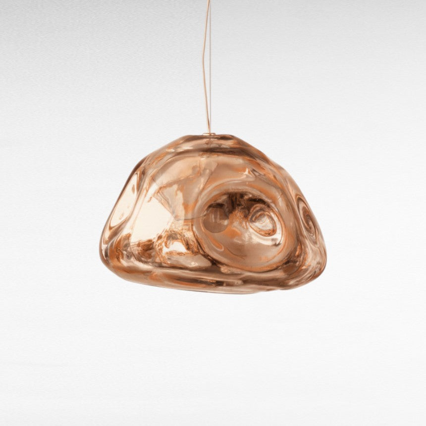 GLASS PEBBLE SHAPE ROSE GOLD MIRROR W28 |D28 |H30 cm